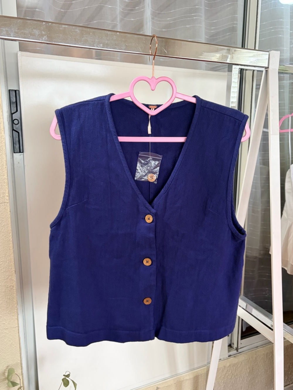 Free People Boho Beach Cotton‎ Blue Vest Size Xs new - Picture 2 of 5